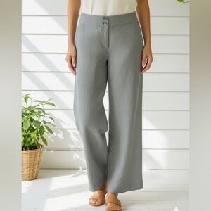 ARMANI Collezioni Gray Linen Wide Leg Pants